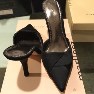 Martinez Valero Black Satin Mules